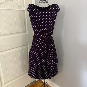 Connected Womens Size 12 Purple Polka Dot Y2K 2000s Dress